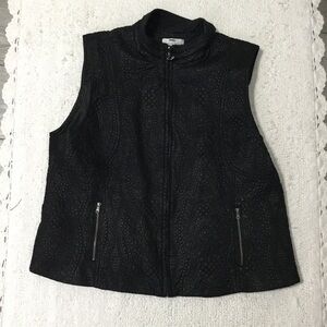 Erin London Black Embossed Full Zip Vest size XXL